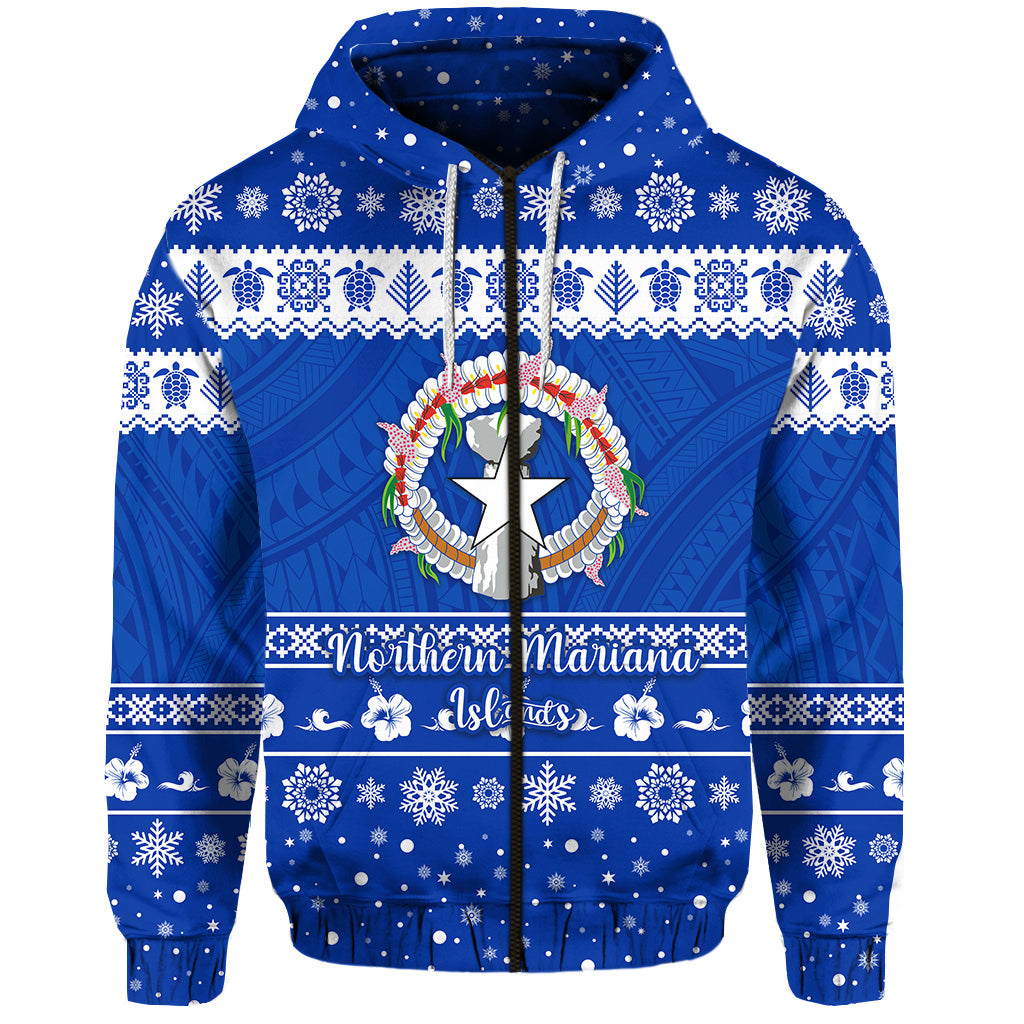 Northern Mariana Islands Christmas Zip Hoodie Simple Style LT8 - Polynesian Pride