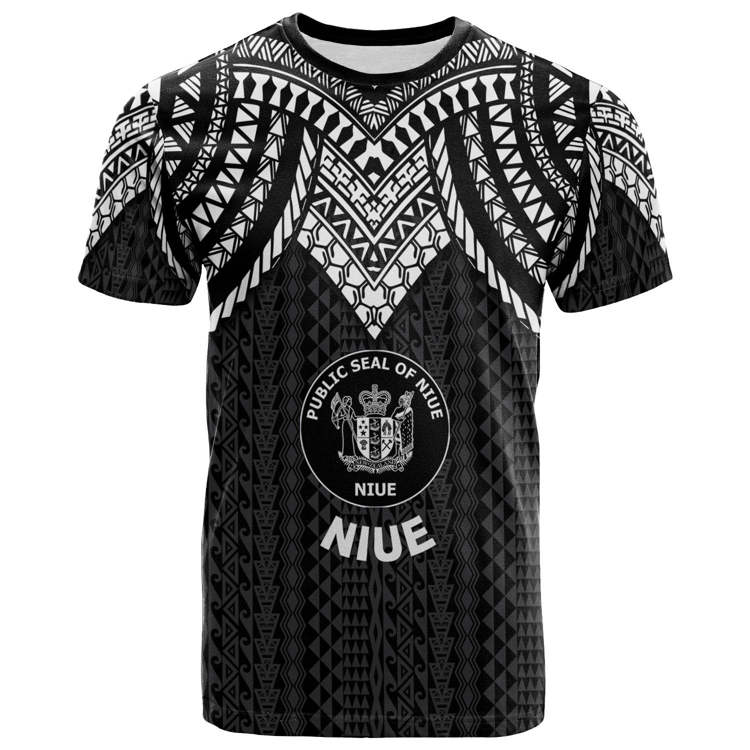 Niue T Shirt Polynesian Armor Style Black Unisex Black - Polynesian Pride