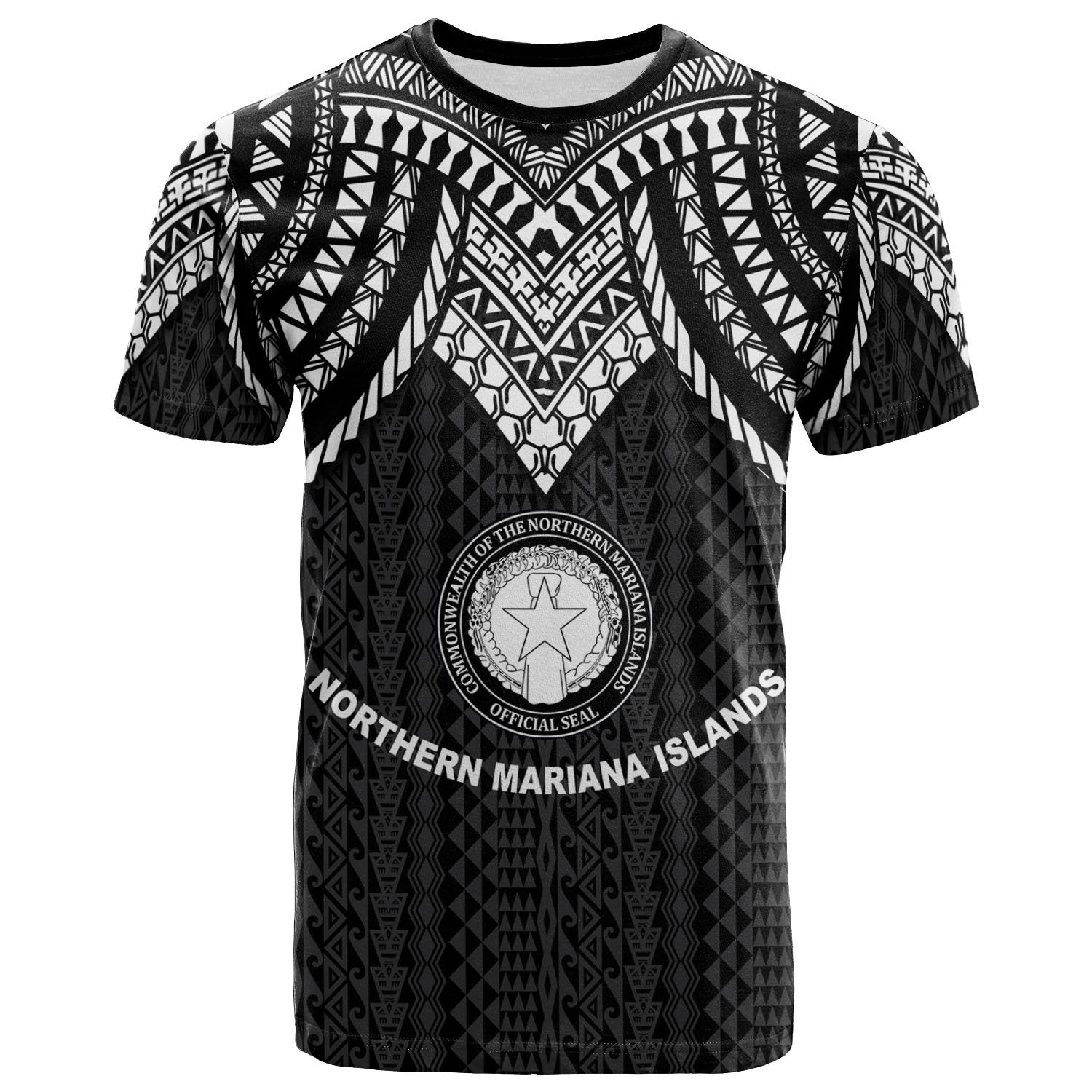 Northern Mariana Islands T Shirt Polynesian Armor Style Black Unisex Black - Polynesian Pride