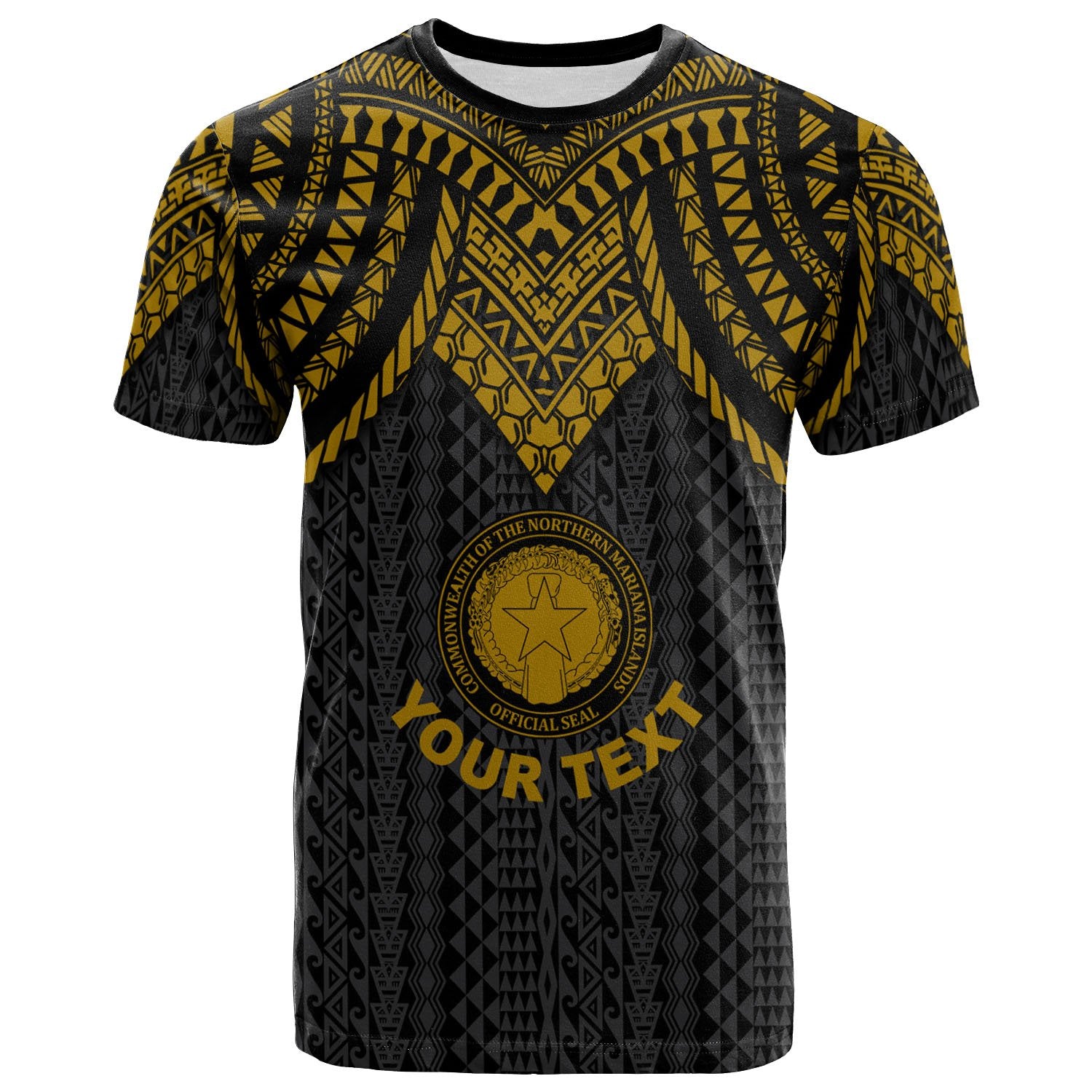 Northern Mariana Islands Custom T Shirt Polynesian Armor Style Gold Unisex Art - Polynesian Pride