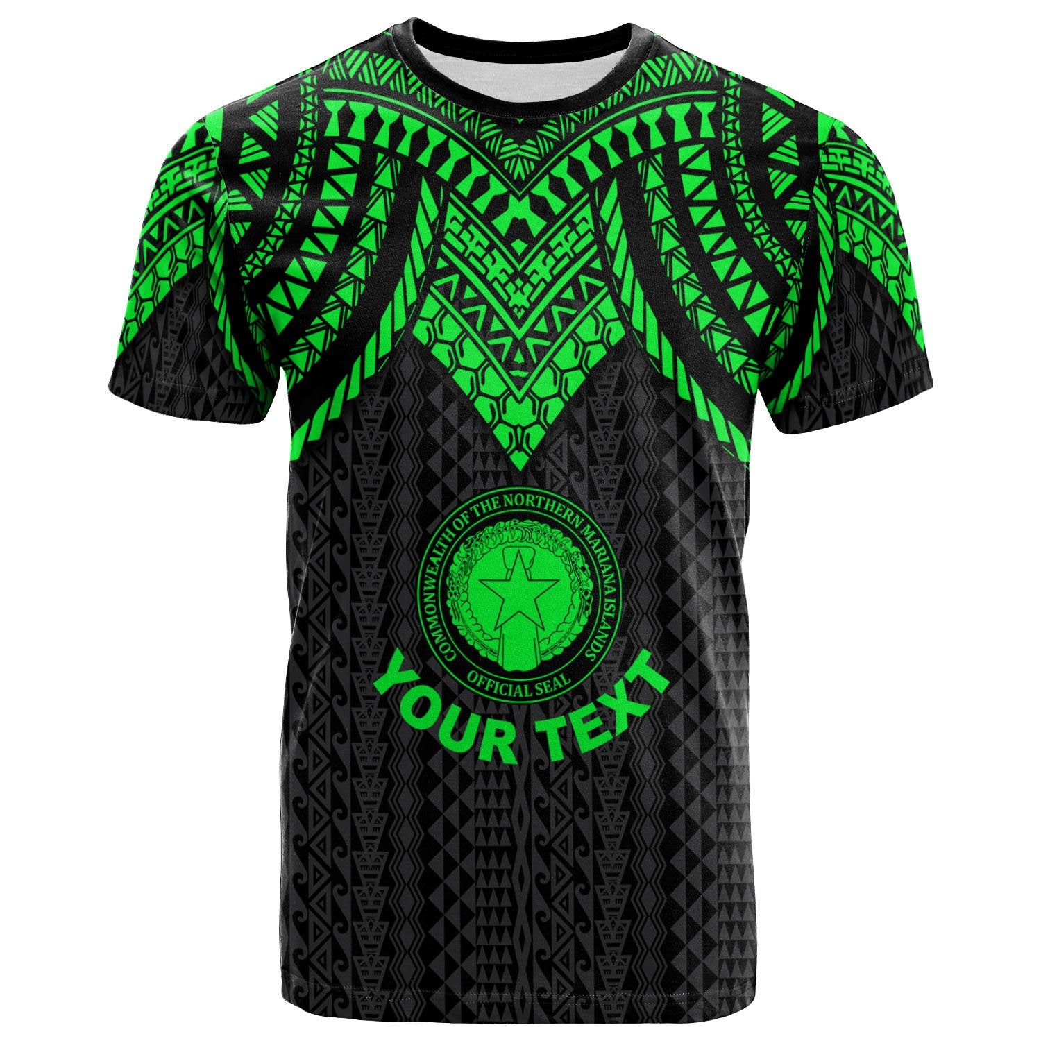 Northern Mariana Islands Custom T Shirt Polynesian Armor Style Green Unisex Art - Polynesian Pride