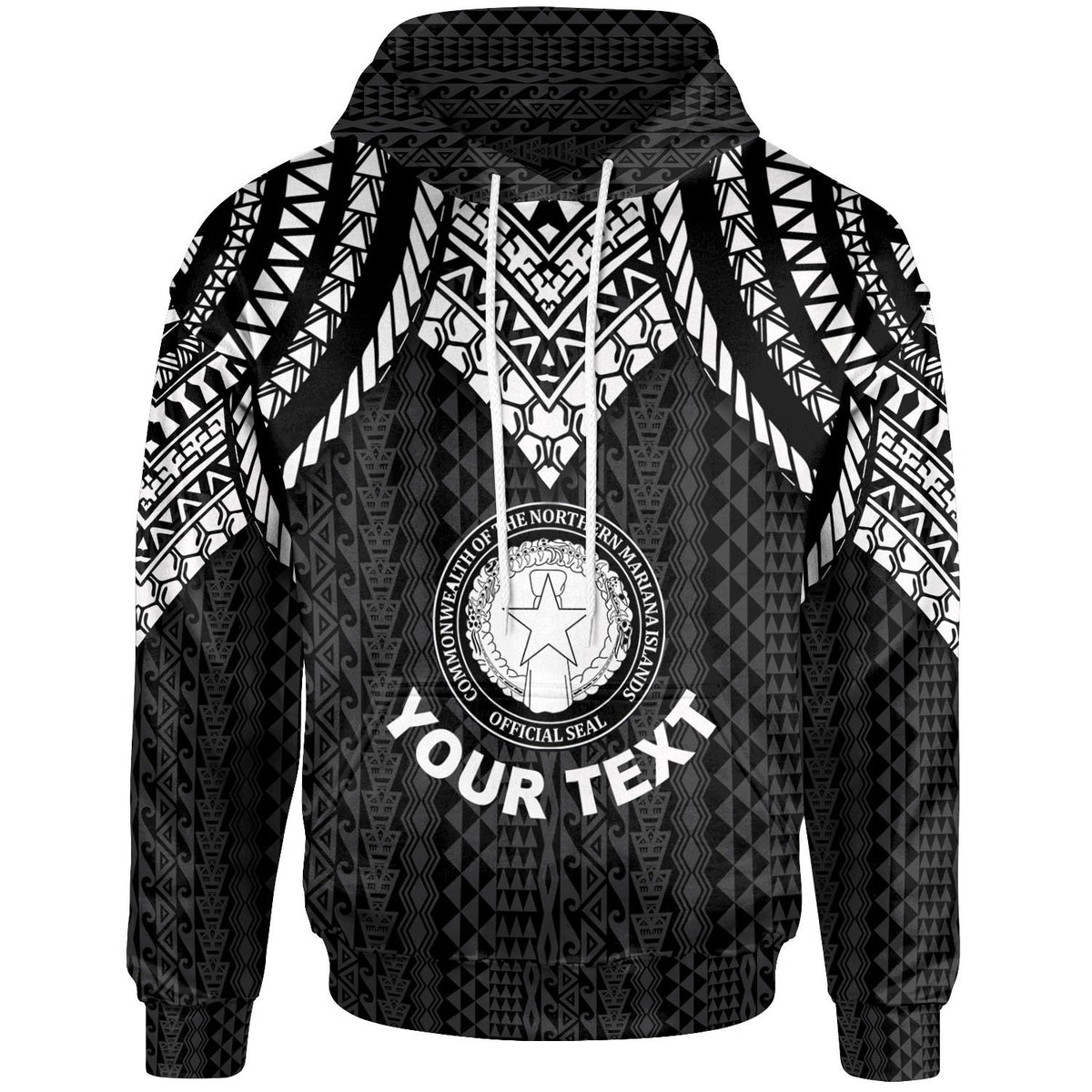 Northern Mariana Islands Custom Hoodie Polynesian Armor Style Black Unisex Black - Polynesian Pride