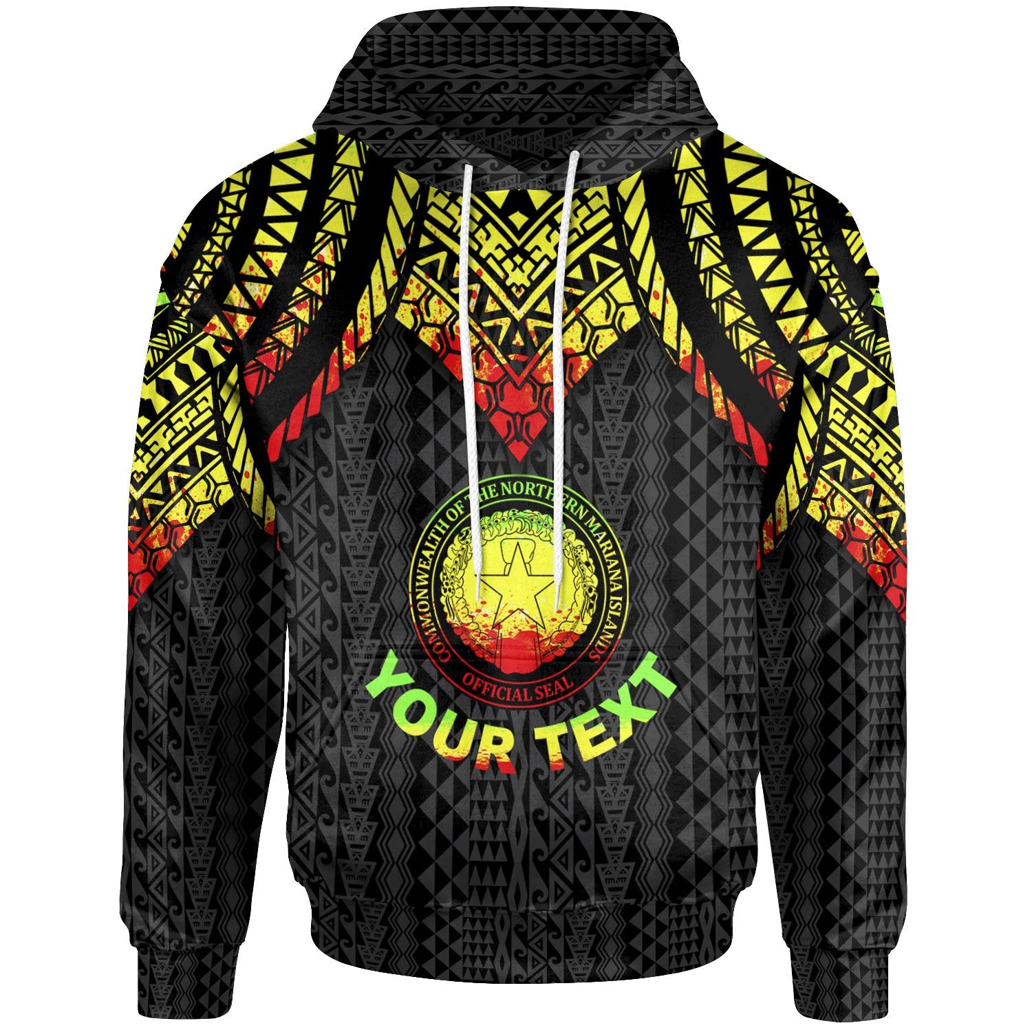 Northern Mariana Islands Custom Hoodie Polynesian Armor Style Reagge Unisex Reagge - Polynesian Pride