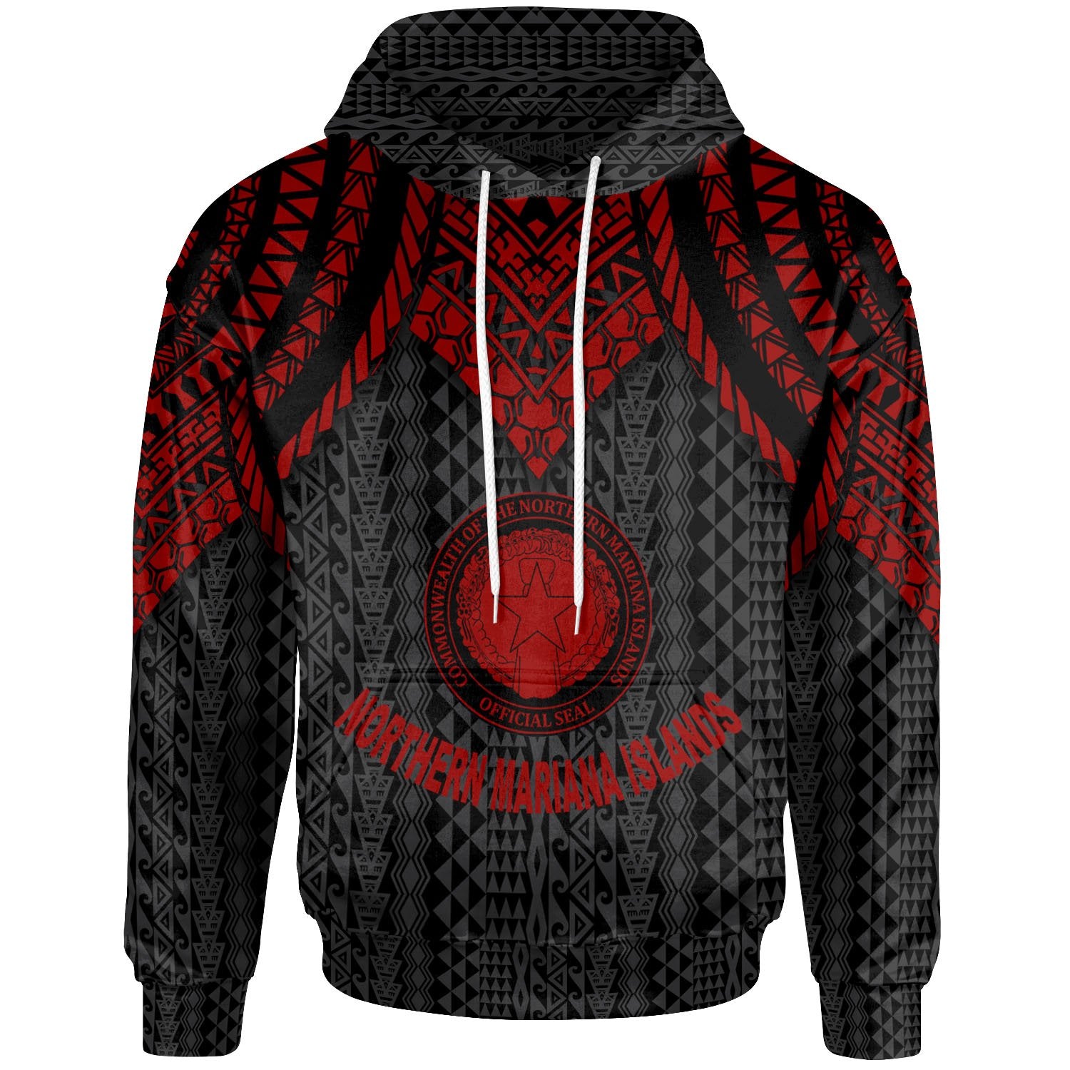 Northern Mariana Islands Hoodie Polynesian Armor Style Red Unisex Red - Polynesian Pride