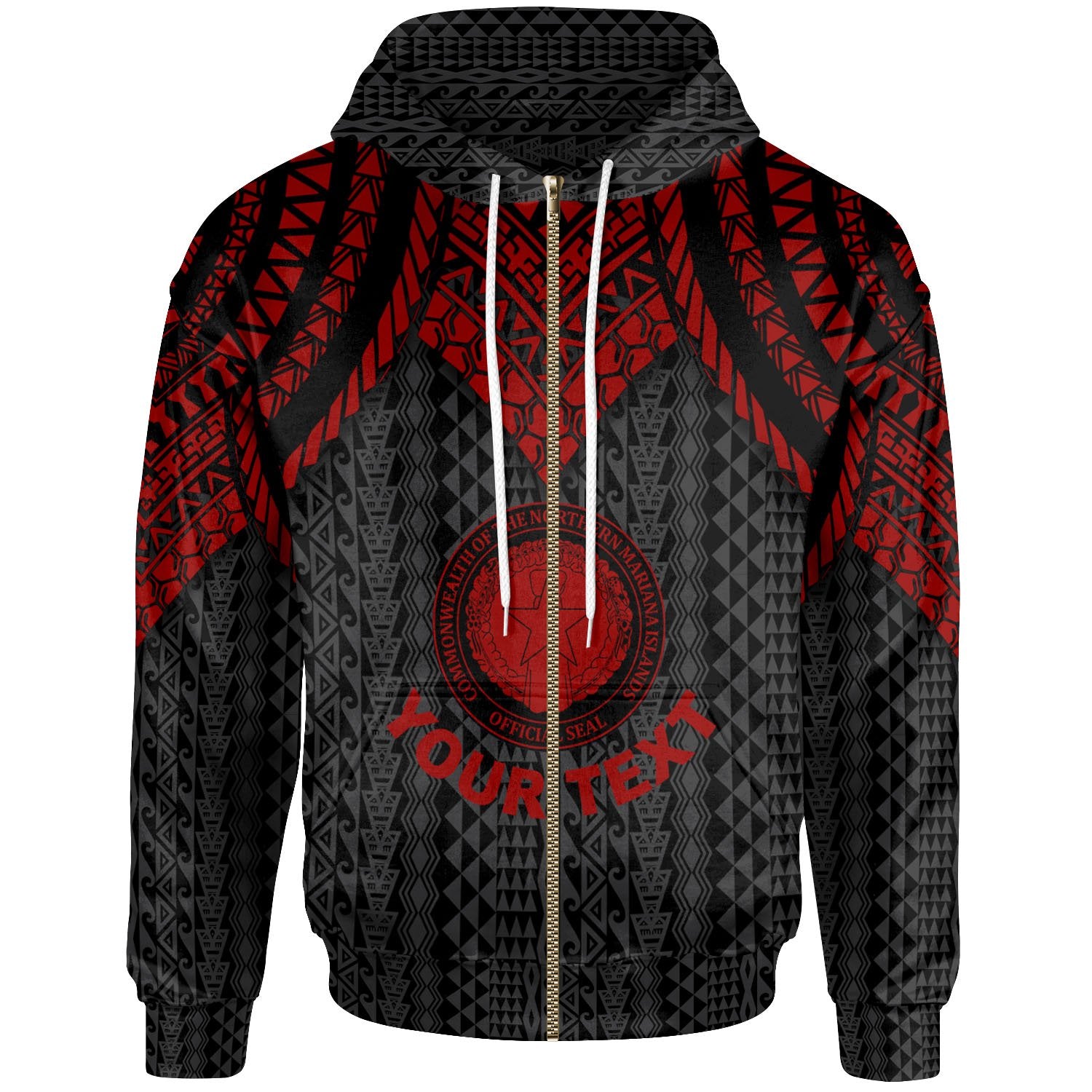 Northern Mariana Islands Custom Zip up Hoodie Polynesian Armor Style Red Unisex Red - Polynesian Pride