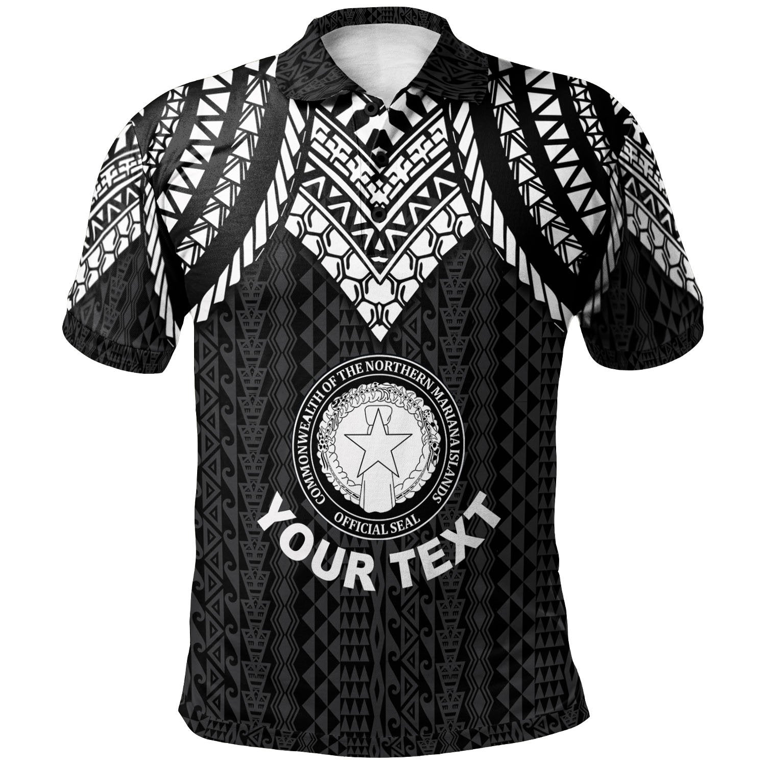 Northern Mariana Islands Custom Polo Shirt Polynesian Armor Style Black Unisex Black - Polynesian Pride