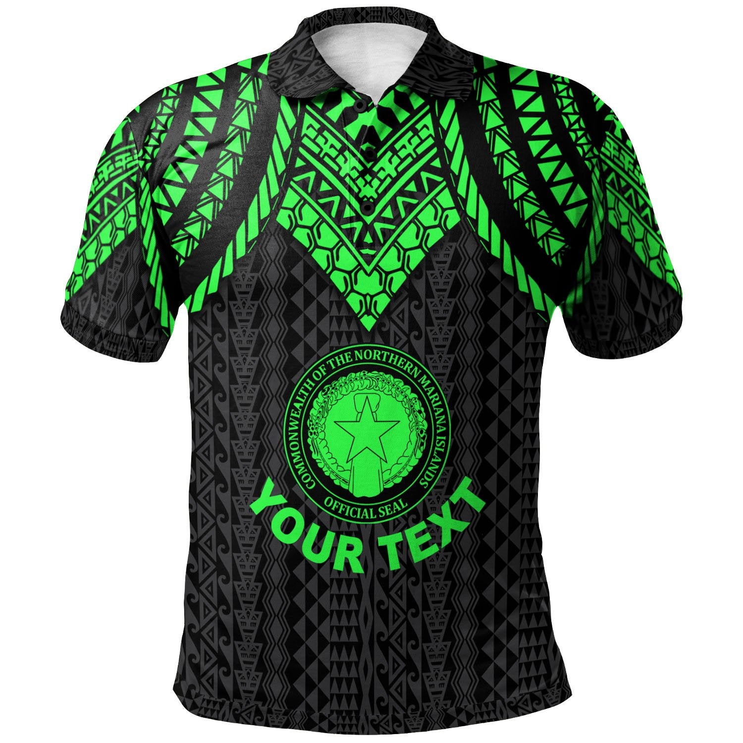 Northern Mariana Islands Custom Polo Shirt Polynesian Armor Style Green Unisex Green - Polynesian Pride