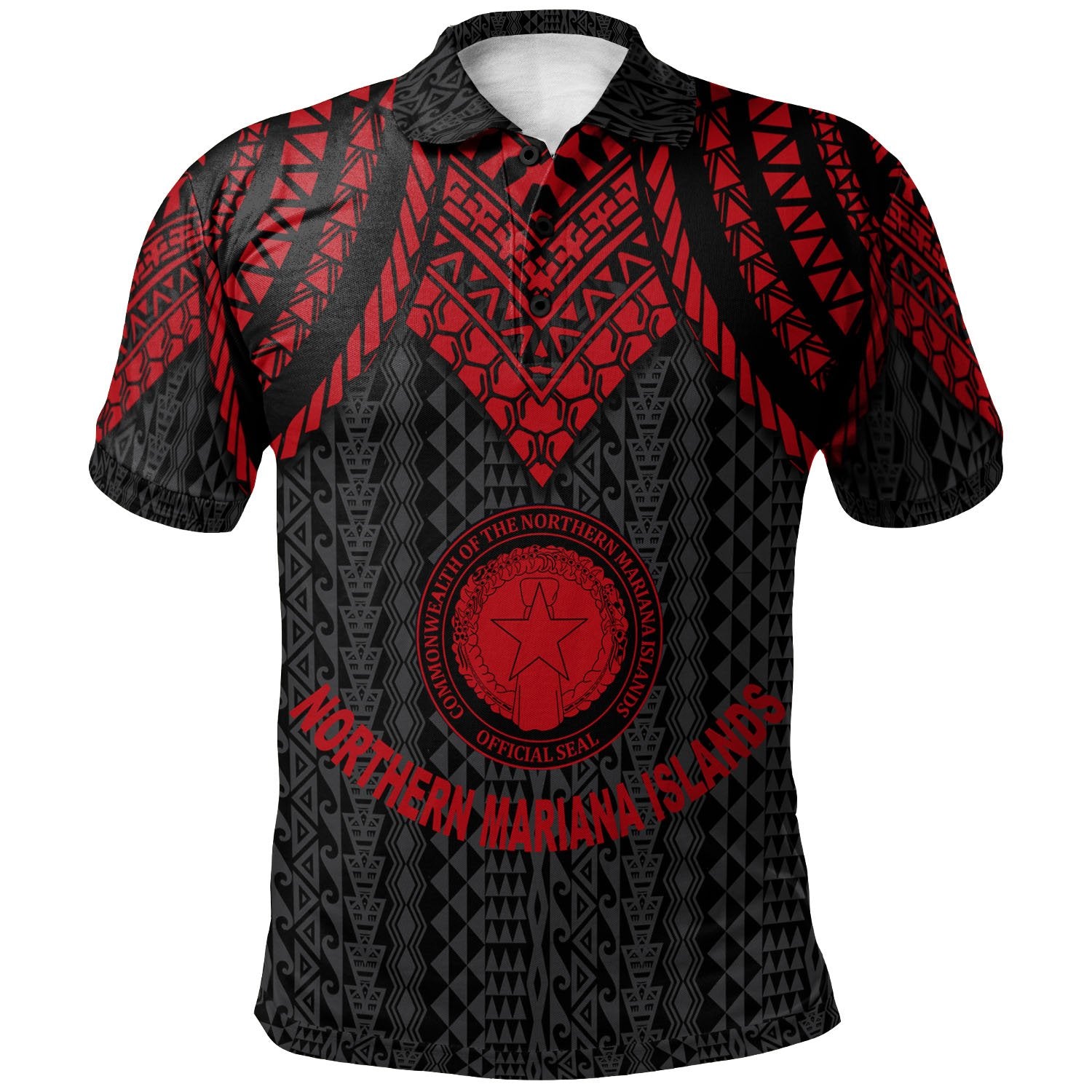 Northern Mariana Islands Custom Polo Shirt Polynesian Armor Style Red Unisex Red - Polynesian Pride