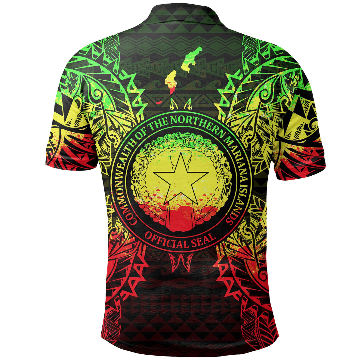 Northern Mariana Islands Polo Shirt Seal Map Polynesian Tattoo Reggae - Polynesian Pride