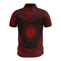 Northern Mariana Island Custom Polo Shirt Northern Mariana Island Seal Polynesian Chief Tattoo Red Version - Polynesian Pride