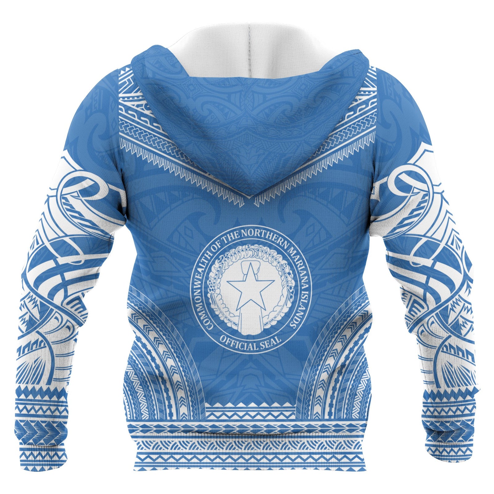 Northern Mariana Island Polynesian Chief Custom Zip up Hoodie Flag Version Unisex Blue - Polynesian Pride