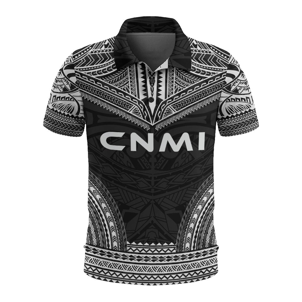 Northern Mariana Islands Polo Shirt Seal Polynesian Chief Tattoo Black Version Unisex Black - Polynesian Pride