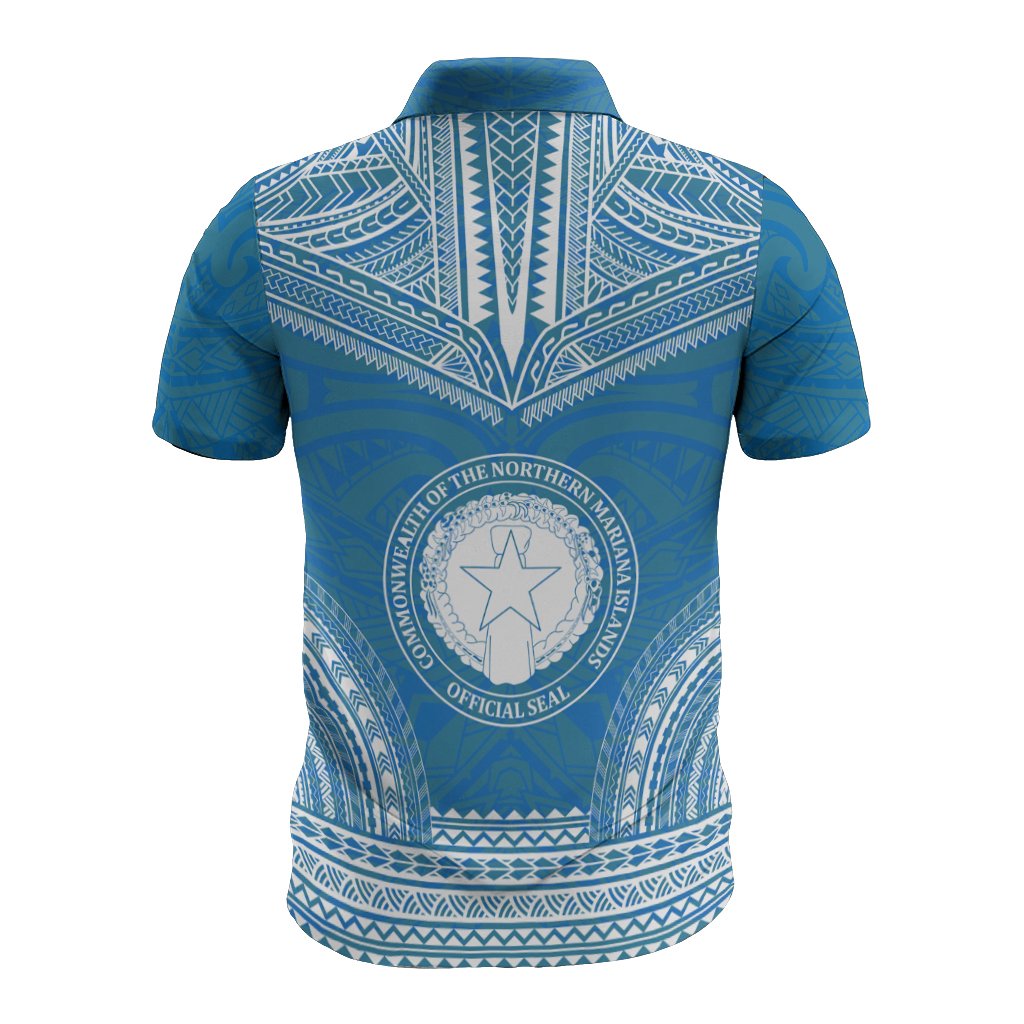 Northern Mariana Islands Polo Shirt Seal Polynesian Chief Tattoo Flag Version - Polynesian Pride