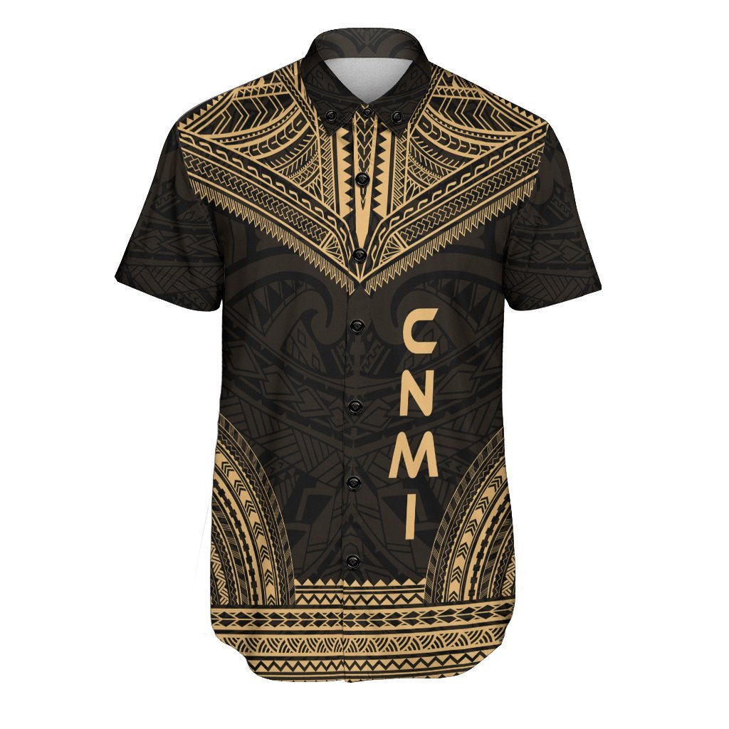 Northern Mariana Islands Polynesian Chief Shirt - Gold Version Men Gold - Polynesian Pride