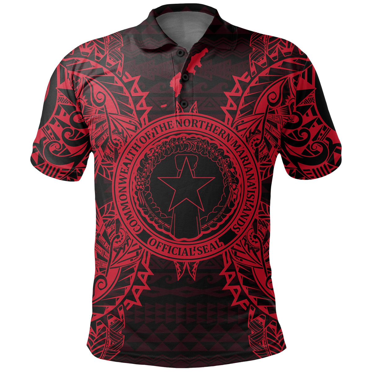 Northern Mariana Islands Polo Shirt Seal Map Polynesian Tattoo Red Unisex Red - Polynesian Pride