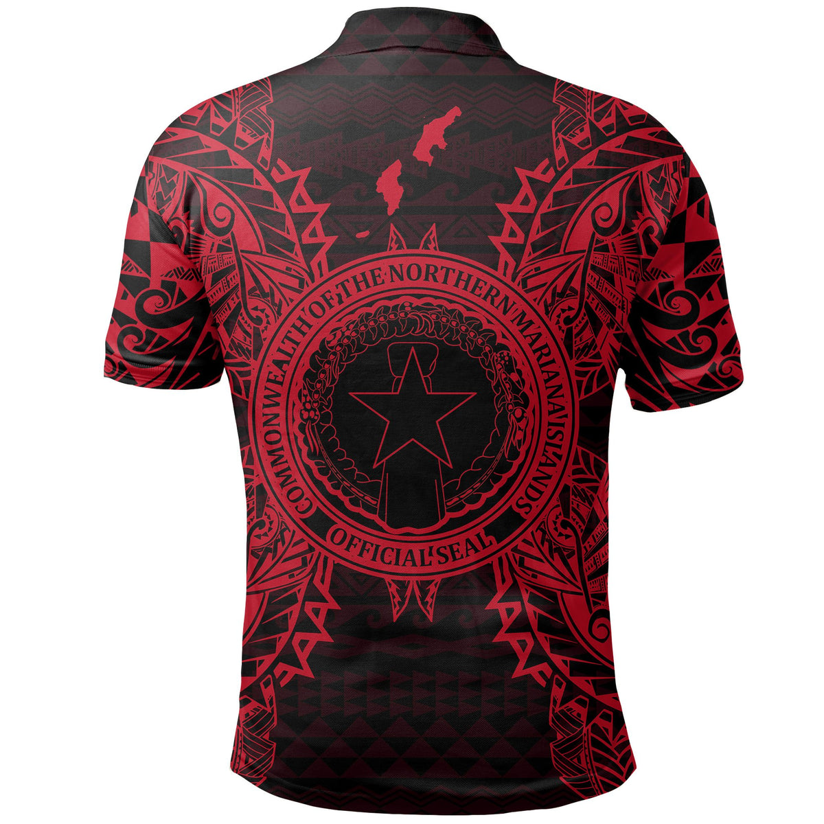 Northern Mariana Islands Polo Shirt Seal Map Polynesian Tattoo Red - Polynesian Pride