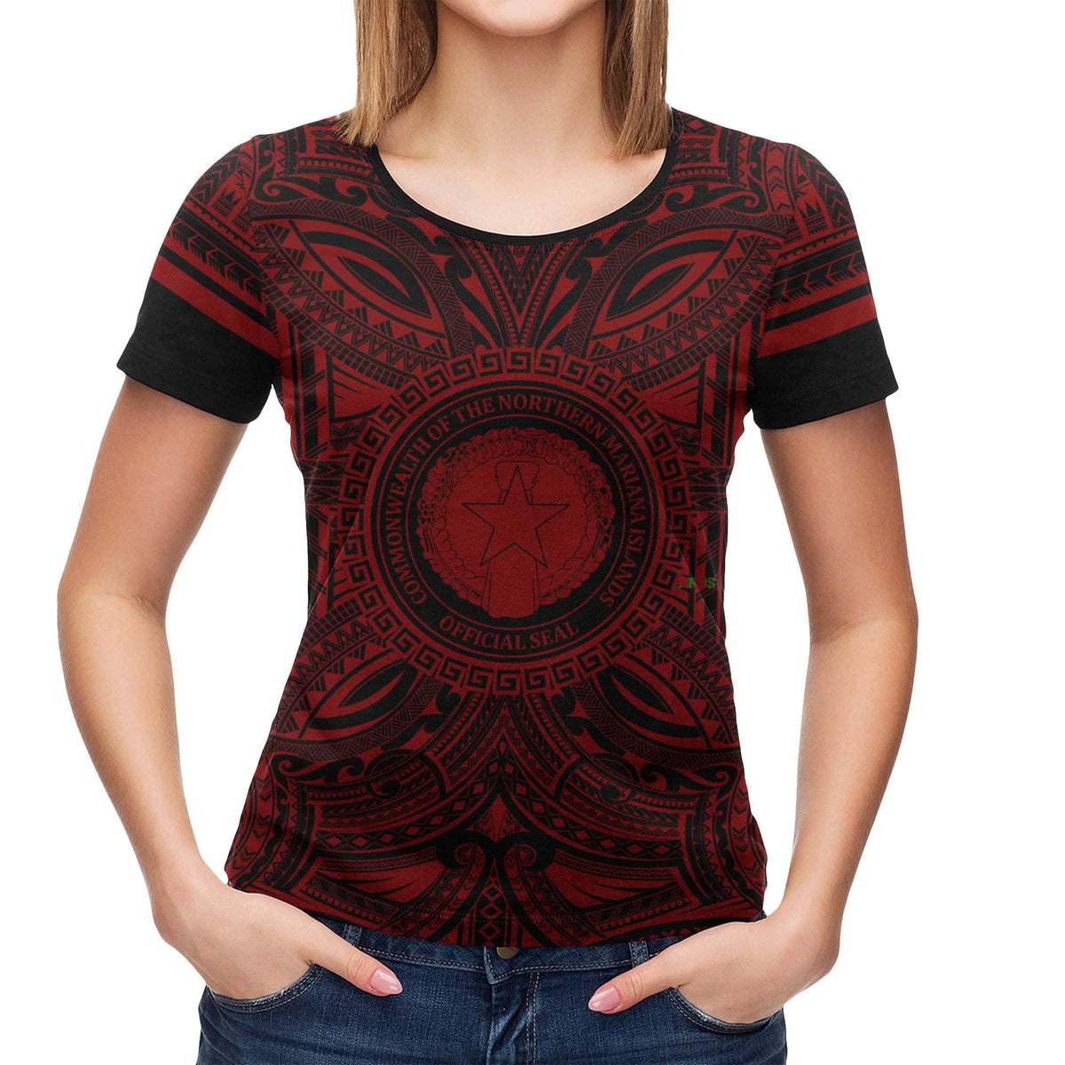 Northern Mariana Islands All T Shirt Northern Mariana Islands Coat Of Arms Polynesian Red Black - Polynesian Pride