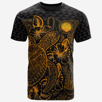 Northern Mariana Islands T Shirt Northern Mariana Islands Seal Turtle Hibiscus Gold Unisex Gold - Polynesian Pride