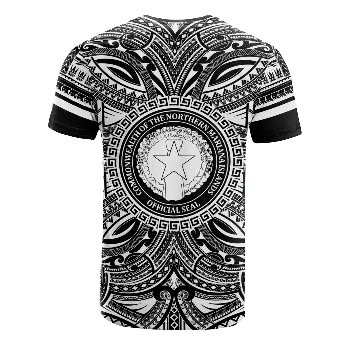 Northern Mariana Islands All T Shirt Northern Mariana Islands Coat Of Arms Polynesian White Black - Polynesian Pride