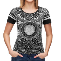 Northern Mariana Islands All T Shirt Northern Mariana Islands Coat Of Arms Polynesian White Black - Polynesian Pride