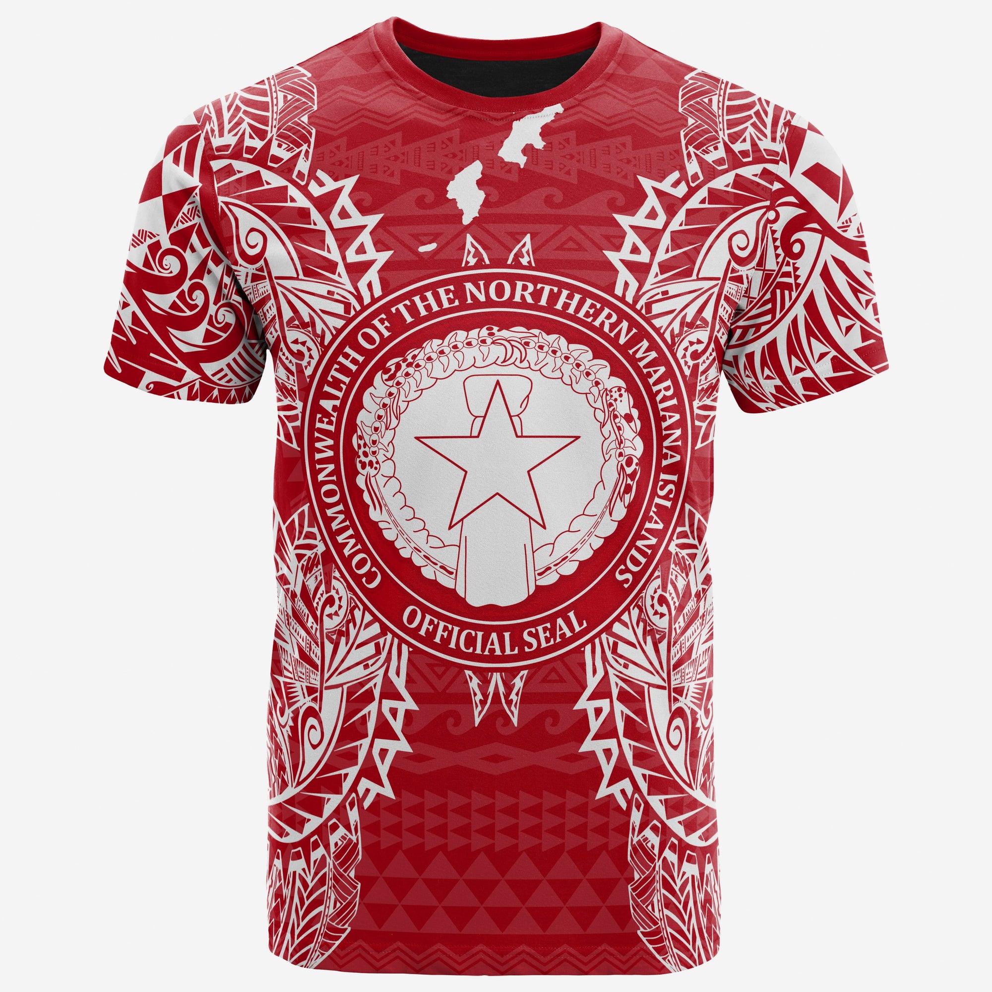 Northern Mariana Islands All T Shirt Northern Mariana Islands Seal Map Polynesian Tattoo Red White Unisex Red - Polynesian Pride