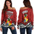 Tonga Off Shoulder Sweater Independence Anniversary Special Version 2022 LT14 Women Red - Polynesian Pride