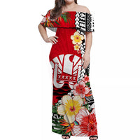 Tahiti Islands Matching Dress and Hawaiian Shirt Polynesian Shark Mix Tropical Flowers LT14 - Polynesian Pride
