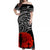 New Zealand Anzac 2022 Off Shoulder Long Dress Maori Mix Fern Poppy LT13 Women Black - Polynesian Pride