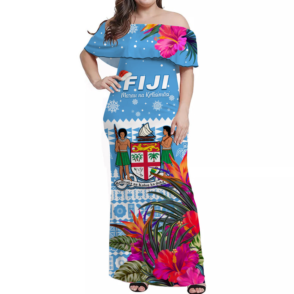 Custom Christmas Polynesian Matching Hawaiian Shirt and Dress Fiji Tapa and Hibiscus LT13 - Polynesian Pride