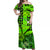 (Custom Personalised) Hawaii Flowers Off Shoulder Long Dress Green Tribal Pattern Hawaiian LT13 Women Green - Polynesian Pride