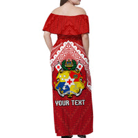 (Custom Personalised) Tonga Rugby MMT Off Shoulder Long Dress Ngatu Mate Maa Tonga Special LT13 - Polynesian Pride
