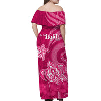 Polynesian Breast Cancer Awareness Matching Dress and Hawaiian Shirt Hibiscus No One Fights Alone LT13 - Polynesian Pride
