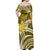 (Custom Personalised) Hawaii Flowers Wave Off Shoulder Long Dress Kanaka Maoli Gold Polynesian LT13 - Polynesian Pride