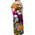 Fiji Tie Dye Off Shoulder Long Dress Polynesian Tribal Creative Tropical Flowers LT13 - Polynesian Pride