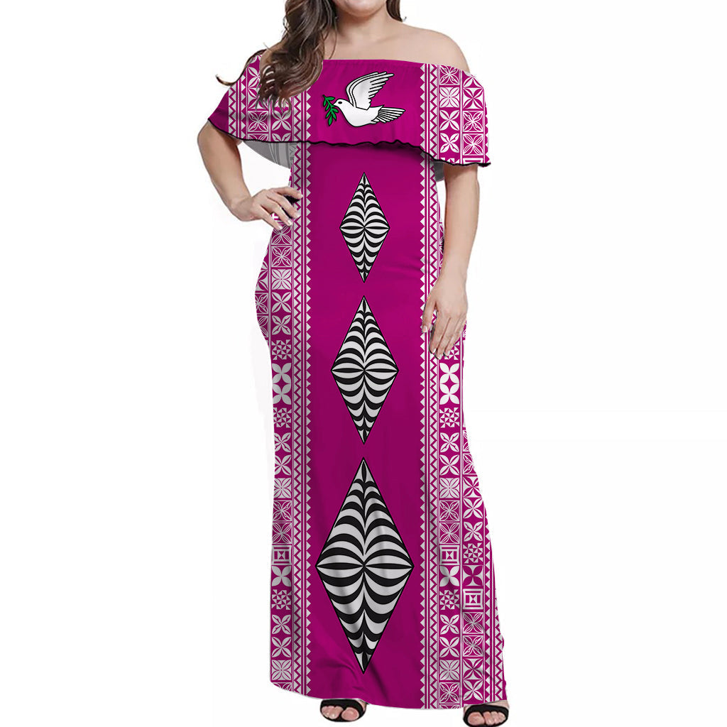 Tonga Rugby Off Shoulder Long Dress - Mate Ma'a Tonga Version Purple LT13 Women Purple - Polynesian Pride