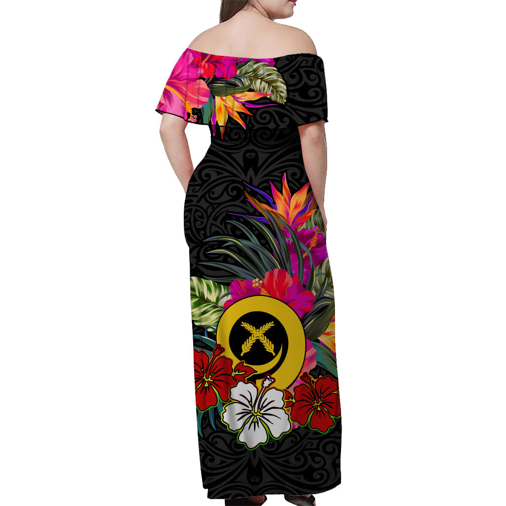 Vanuatu Off Shoulder Long Dress Polynesia Delightful Version 08 LT13 - Polynesian Pride