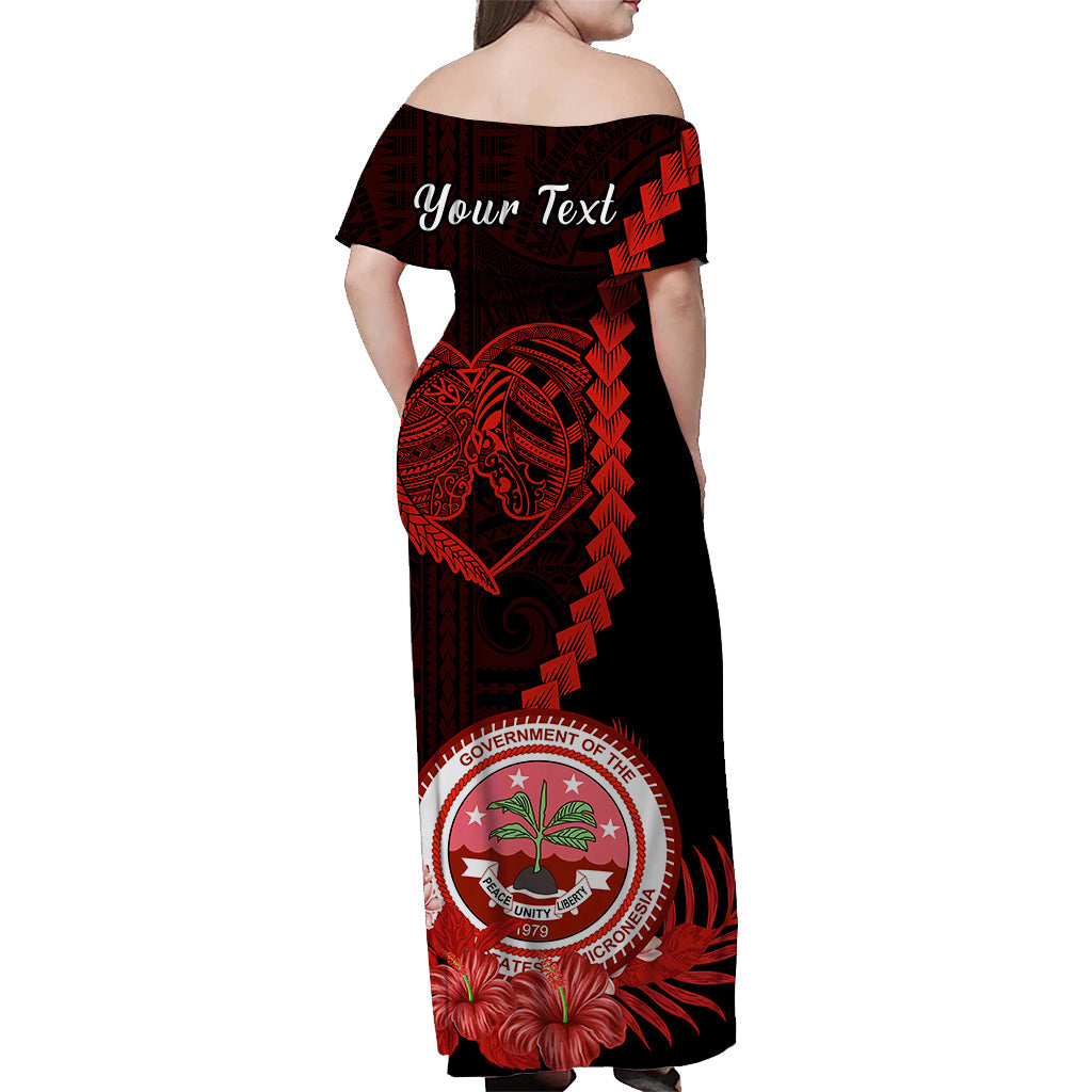 Custom Valentine Federated States of Micronesia Matching Hawaiian Shirt and Dress Heart Love Tropical Flowers Red LT14 - Polynesian Pride