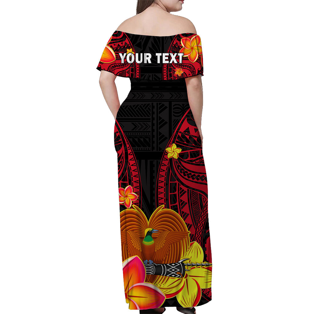 (Custom Personalised) Papua New Guinea Off Shoulder Long Dress PNG Bird Of Paradise Polynesian Pattern LT14 - Polynesian Pride