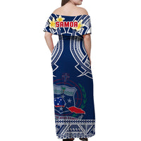 (Custom Personalised) Samoa Off Shoulder Long Dress Samoan Plumeria Flowers Mix Polynesian Pattern Ver.01 LT14 - Polynesian Pride