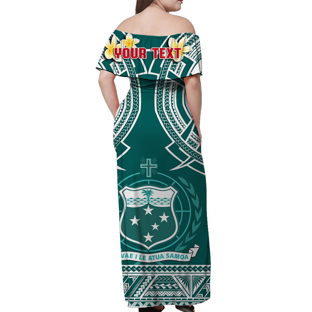 (Custom Personalised) Samoa Off Shoulder Long Dress Samoan Plumeria Flowers Mix Polynesian Pattern Ver.02 LT14 - Polynesian Pride
