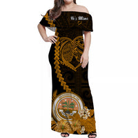 Custom Valentine Federated States of Micronesia Matching Hawaiian Shirt and Dress Heart Love Tropical Flowers Gold LT14 - Polynesian Pride