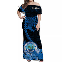 Custom Valentine Federated States of Micronesia Matching Hawaiian Shirt and Dress Heart Love Tropical Flowers Blue LT14 - Polynesian Pride