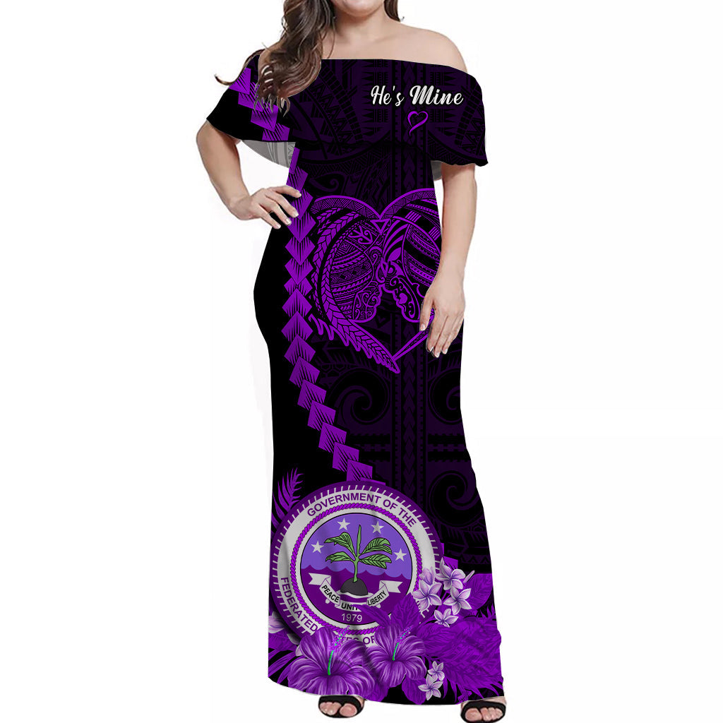 Custom Valentine Federated States of Micronesia Matching Hawaiian Shirt and Dress Heart Love Tropical Flowers Purple LT14 - Polynesian Pride