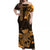 (Custom Personalised) Hawaii Off Shoulder Long Dress Kakau Kanaka Maoli Combine Polynesian Shark Ver.01 LT14 Women Gold - Polynesian Pride
