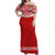 Tonga Rugby Off Shoulder Long Dress Mate Maa Tonga Pacific Ngatu White LT14 Women Red - Polynesian Pride