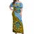 Tuvalu 1978 Off Shoulder Long Dress Happy 44th Independence Anniversary Polynesian Pattern LT14 Women Yellow - Polynesian Pride