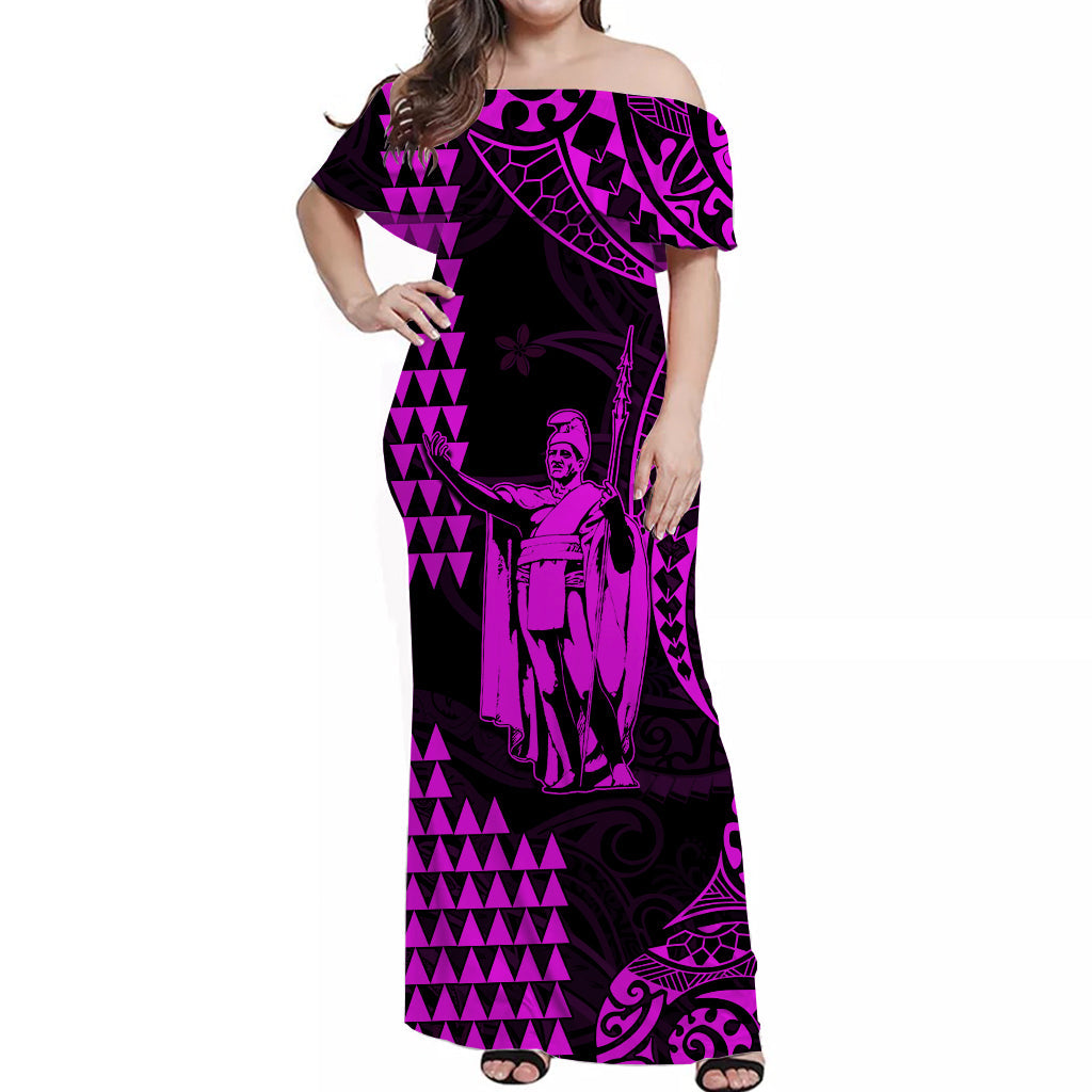 Custom King Kamehameha Matching Hawaiian Outfits For Couples with Polynesian Tribal Purple LT13 - Polynesian Pride