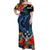 (Custom Personalised) Kosrae State Off Shoulder Long Dress FSM Hibiscus Flowers Mix Polynesian LT14 Women Blue - Polynesian Pride