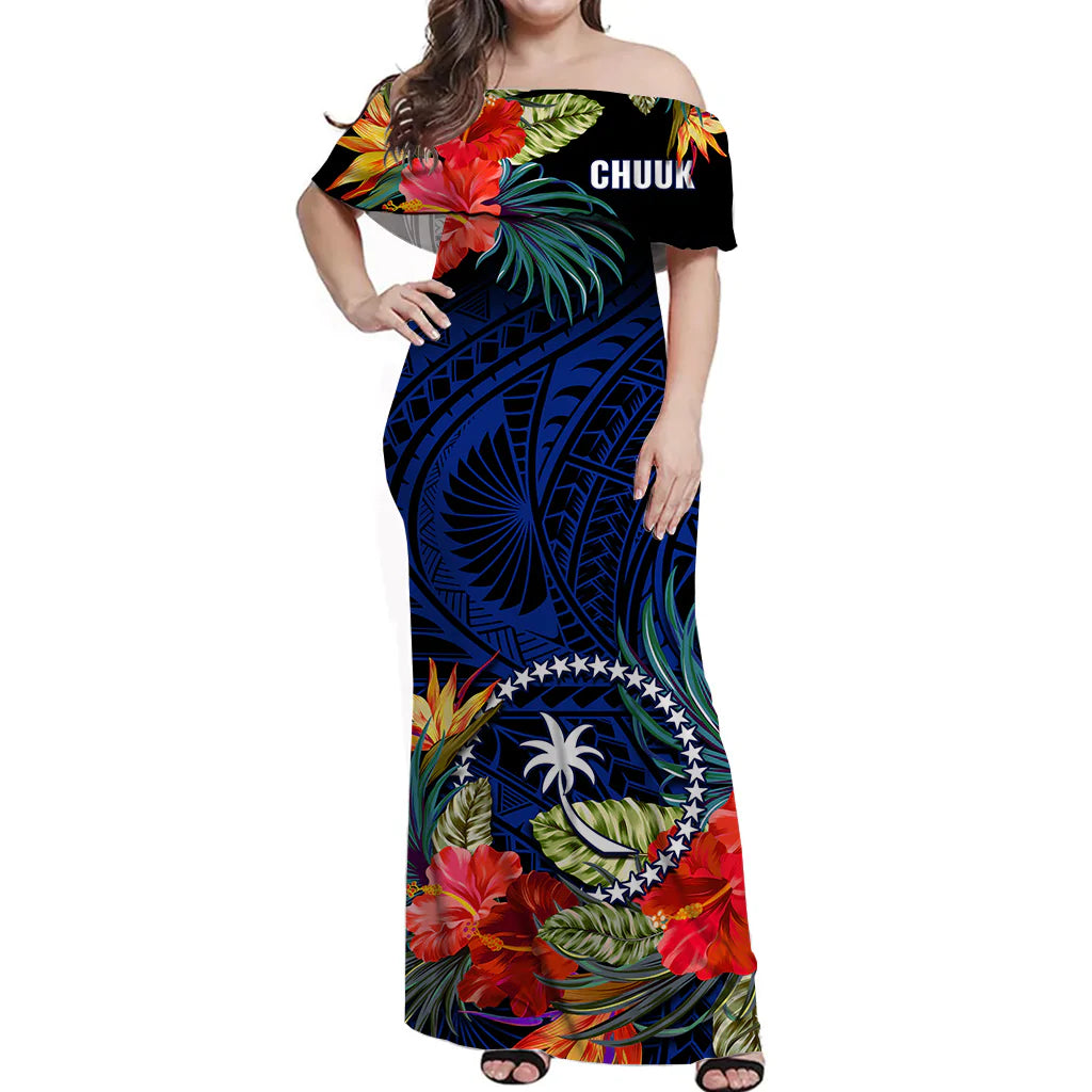 Custom Chuuk Micronesia Matching Hawaiian Shirt and Dress Hibiscus Flowers Mix Polynesian LT14 - Polynesian Pride
