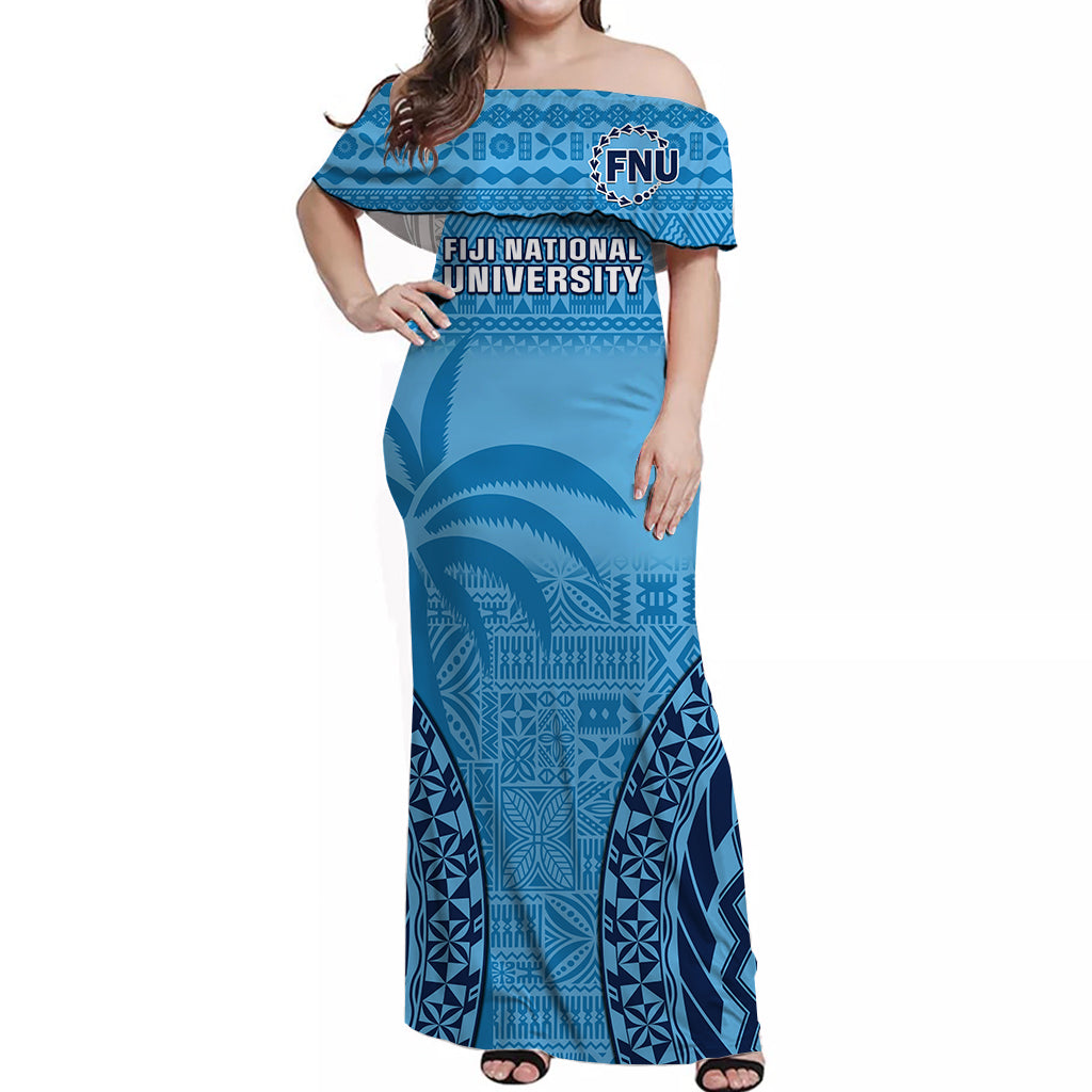 Custom Fiji University Matching Hawaiian Shirt and Dress Fijian Tapa Pattern Blue LT14 - Polynesian Pride